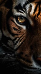 Close-Up of Fierce and Majestic Tiger Eyes, Generative AI