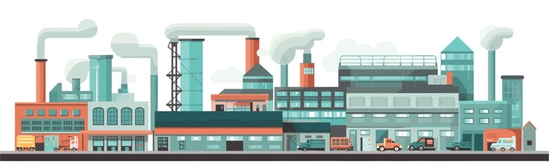 Street of factory buildings vector isolated