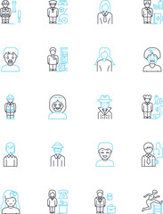 Unique self linear icons set. Individuality, Authenticity, Uniqueness, Originality, Distinctiveness, Singular, Exclusive line vector and concept signs. Nonconformity,Quirkiness,Peculiarity outline