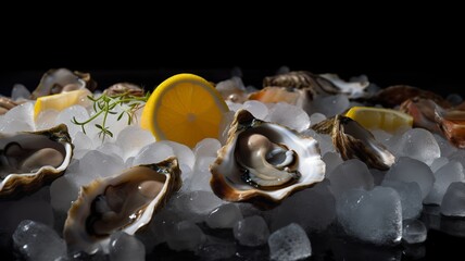 Freshly Shucked European Flat Oysters on Ice