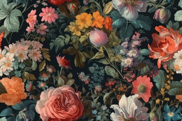 Floral wallpaper bold contrast and beautiful texture, background. AI generated, human enhanced