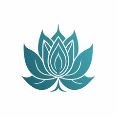 A lotus flower logo or icon with plain simple background. Generative AI. 