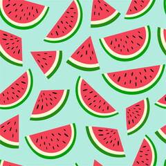Seamless pattern with watermelon slices