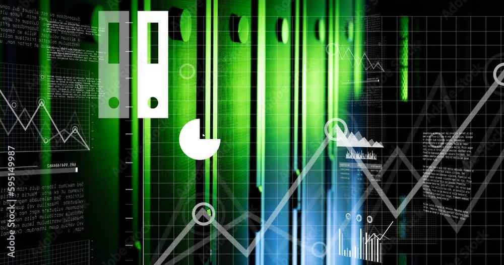 Poster animation of financial data processing over computer servers