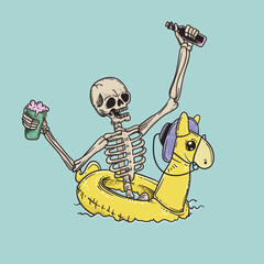 Skeleton taking a drink. Vector illustration of skeleton taking a drink
