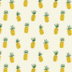 Seamless pattern with pineapple. Vector illustration in doodle style
