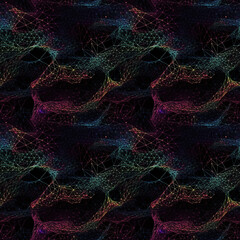 Fototapeta premium Rainbow colored digital data background with social network connection structure of information. Data technology AI generative illustration.