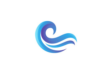 Fototapeta premium blue waves simple logo design