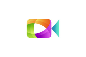 video recorder and media player colorful gradient logo design