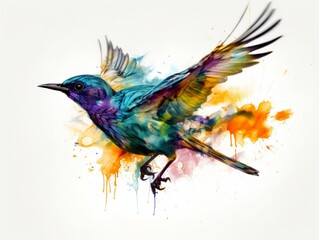Fototapeta premium colorful bird in pastel drawing style