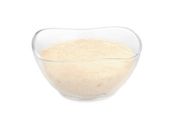 Fresh leaven in glass bowl isolated on white