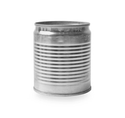 One closed tin can isolated on white
