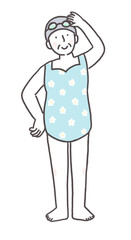 スイミングを楽しむシニア女性