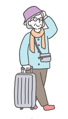 旅行を楽しむシニア女性