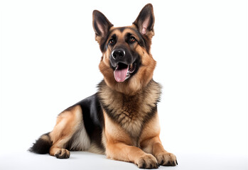 German Shepherd Dog On A White Background AI Generative Image