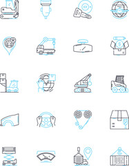 Movement linear icons set. Spin, Flow, Leap, Sprint, Glide, March, Bounce line vector and concept signs. Roll,Flip,Swing outline illustrations