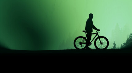 Fototapeta na wymiar illustration of a cyclist on a bicycle in silhouette embodies the spirit of World Bicycle Day Generative AI