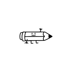 cute pencil doodle illustration vector