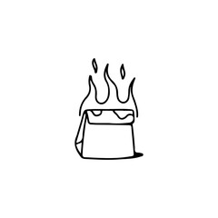 vector illustration of a bag with fire