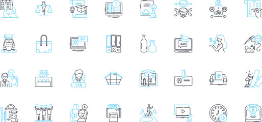 Digital academy linear icons set. Learning, Training, Education, Digital, Academy, Skills, Professional line vector and concept signs. Courses,Certification,Online outline illustrations