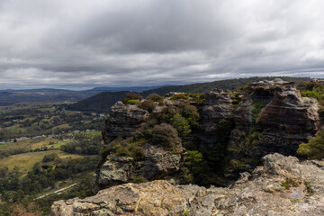 Fototapeta na wymiar Rock cliff on the mountain with cloudy sky.