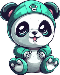 cartoon panda character logo. cute funny transparent mascot