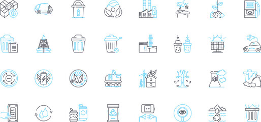 Obraz premium Conservation linear icons set. Preservation, Sustainability, Restoration, Protection, Environment, Ecology, Biodiversity line vector and concept signs. Habitat,Wildlife,Natural outline illustrations
