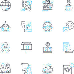 Digital optimization linear icons set. Analytics, Conversion, Engagement, Traffic, Testing, Ranking, SEO line vector and concept signs. Performance,Content,Marketing outline illustrations