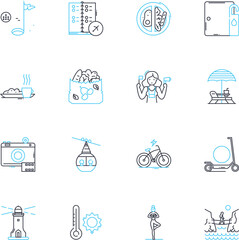 Odyssey linear icons set. Epic, Odyssey, Journey, Mythology, Mythos, Adventure, Quest line vector and concept signs. Cyclops,Polyphemus,Nautical outline illustrations