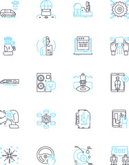 Gap linear icons set. Denim, Fashion, Casual, Classic, Wardrobe, Essentials, Style line vector and concept signs. Comfortable,Quality,Jeans outline illustrations