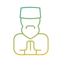 muslim man wearing skullcap islamic gradient icon vector illustration