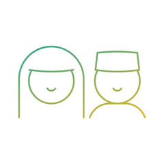 muslim kids islamic gradient icon vector illustration