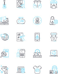 Sales plan linear icons set. Strategy, Revenue, Target, Forecast, Pipeline, Prospects, Conversion line vector and concept signs. Forecasting,Metrics,Territory outline illustrations