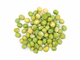 green peas on a white background