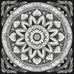 Blank mandala perfect for relaxation coloring, generative ai