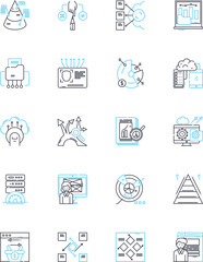 Social web linear icons set. Connect, Share, Nerk, Like, Tweet, Comment, Stream line vector and concept signs. Follow,Favorite,Pin outline illustrations