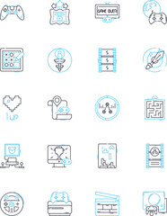 Sound Posting linear icons set. Acoustic, Audio, Beat, Boom, Clang, Echo, Frequency line vector and concept signs. Harmony,Melody,Music outline illustrations