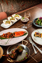 Food dishes on the table