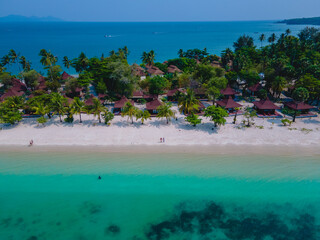 Koh Mook tropical Island in the Andaman sea in Thailand, tropical beach with white sand