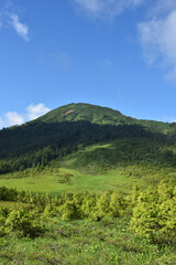Fototapeta premium Climbing Mt. Hiuchi in Oze from Miike, Fukushima