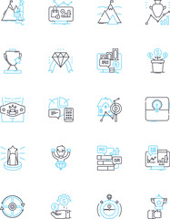 Product design linear icons set. Aesthetics, Ergonomics, Innovation, Functionality, Prototyping, Sketching, Form line vector and concept signs. Materiality,Usability,User-centered outline