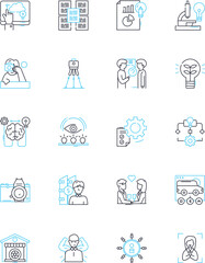 Cloud computing and storage linear icons set. Virtualization, Scalability, Agility, Flexibility, Security, Accessibility, Reliability line vector and concept signs. Resilience,Cost-saving,Efficiency
