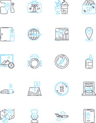 Routing linear icons set. Optimization, Pathfinding, Direction, Navigation, Allocation, Tracing, Diversion line vector and concept signs. Guidance,Decentralization,Distribution outline illustrations