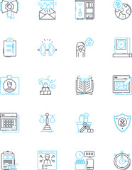 Tutoring linear icons set. Mentorship, Learning, Education, Support, Guidance, Teaching, Instruction line vector and concept signs. Advancement,Coaching,Development outline illustrations