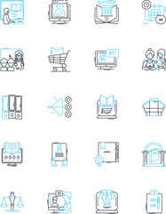 Study idea linear icons set. Innovation, Exploration, Experimentation, Inquiry, Analysis, Research, Investigation line vector and concept signs. Discovery,Synthesis,Collaboration outline illustrations