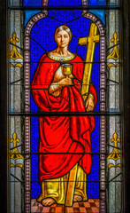 Obraz na płótnie Canvas Saint Lucy with cup, Trinity Parish Church, Saint Augustine, Florida. Founded in the 1700's. Stained glass from 1800's.