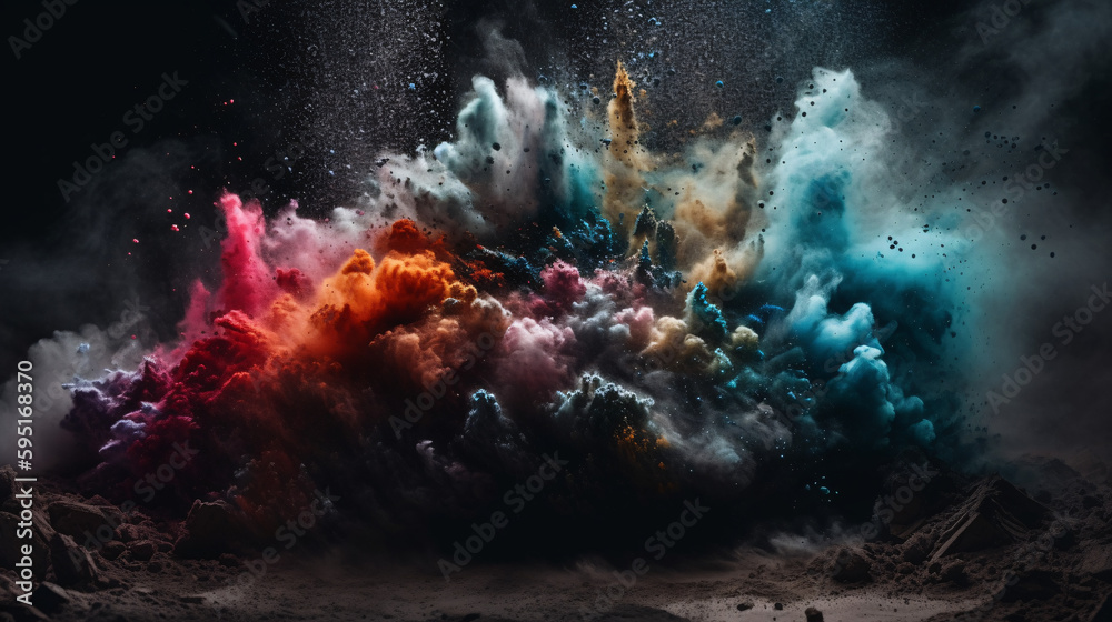 Wall mural colorful explosions: a photorealistic world of liquid and paint splatters, glitter and confetti expl