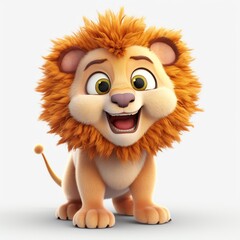 Obraz premium adorable little lion cartoon character - generative ai