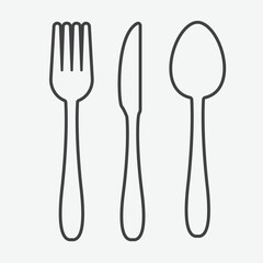 Cutlery icon. forks, Spoon, knife. restaurant business concept, vector illustration. line art.