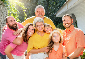 Big family near the house